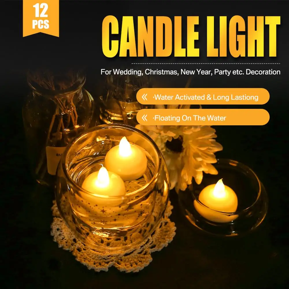 6/12/24Pcs Water Floating Led Tea Light Waterproof Candle Lamp Float On Water Flameless Lamp For Party Home Romantic Decoration
6/12/24Pcs Water Floating Led Tea Light Waterproof Candle Lamp Float On Water Flameless Lamp For Party Home Romantic Decoration