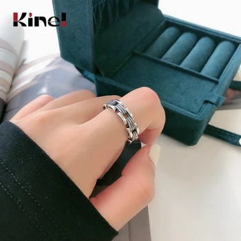 Kinel New 925 Sterling Silver Retro Do Old Rings Hollow Chain Open Rings For Women Japan Korea Fine Jewelry 
Kinel New 925 Sterling Silver Retro Do Old Rings Hollow Chain Open Rings For Women Japan Korea Fine Jewelry