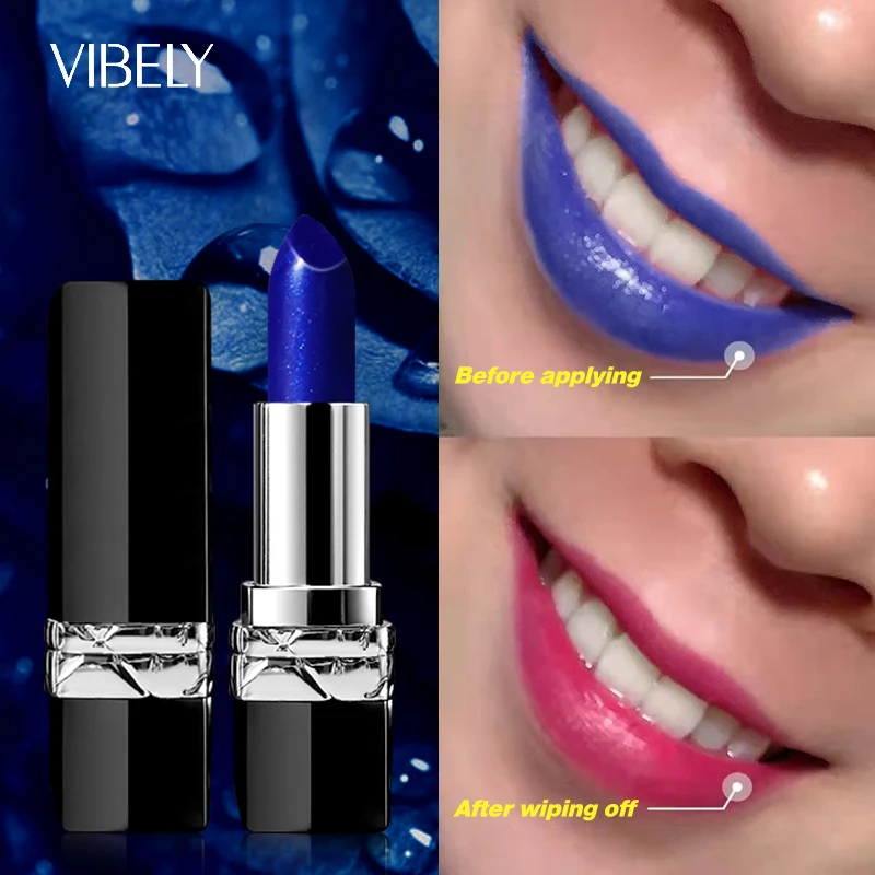 

VIBELY Natural Velvet Waterproof Lipstick Matte Long Lasting Pigment Nude Color Changing Blue Lipstick Luxury Makeup For Women