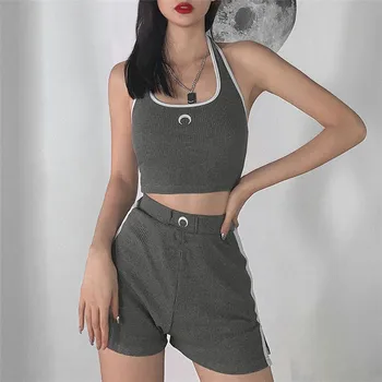 Summer Women Two Pieces Set Women Shorts Summer Girls Halter Moon Embroidery Sleeveless Shorts Sprot Home Wear Suit Outfit #5
Summer Women Two Pieces Set Women Shorts Summer Girls Halter Moon Embroidery Sleeveless Shorts Sprot Home Wear Suit Outfit #5
