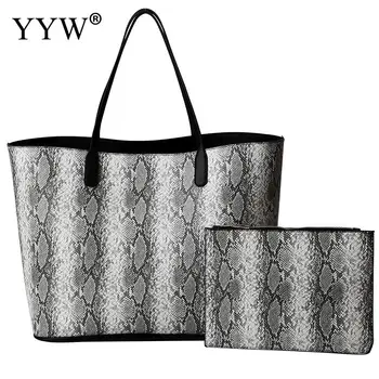 Female Shoulder Bags Gray Large Capaity Handbags Snakeskin Pattern Two Piece Bag Handbag And Clutch Purse Casual Shopping Totes
Female Shoulder Bags Gray Large Capaity Handbags Snakeskin Pattern Two Piece Bag Handbag And Clutch Purse Casual Shopping Totes