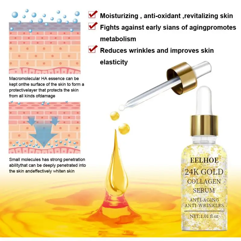 EELHOE 24K Gold Face Essence Lift Firm Reduce Fine Lines Strengthen Skin Elasticity Moisturizing Face Serum Skin Face Care TSLM2
EELHOE 24K Gold Face Essence Lift Firm Reduce Fine Lines Strengthen Skin Elasticity Moisturizing Face Serum Skin Face Care TSLM2