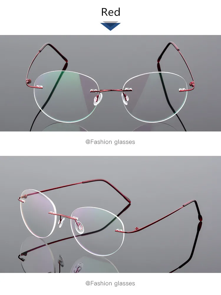 Titanium Alloy Framless owalne okulary dla osób z krótkowzrocznością wykończone kobiety mężczyźni ultralekki okulary korekcyjne bez oprawek 0 -0.5 -0.75 To -6.0 21 Hc430139ff54940aeaecf4fc6db07338dW