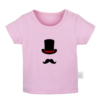 

ENGLISH GENTLEMAN Top Hat Moustache Design Newborn Baby T-shirts Toddler Graphic Short Sleeve Tee Tops