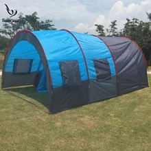 Grande barraca de acampamento à prova dwaterproof água da lona fibra vidro 5 8 pessoas família túnel 10 pessoa tendas equipamento ao ar livre montanhismo festa(China)