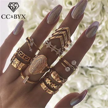 CC Rings For Women 13pcs Joint Ring Set Leaf Hollow Geometric Shape Bohemain Gold Color Female Wedding Fashion Jewelry YH701 
CC Rings For Women 13pcs Joint Ring Set Leaf Hollow Geometric Shape Bohemain Gold Color Female Wedding Fashion Jewelry YH701
