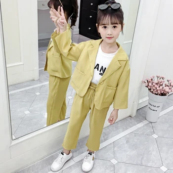 Casual Girls Suits Loose Jackets + Long Pants 2 pieces Solid Kids Sets Fashion Party Baby Girls Clothes School Uniform Vestidos
Casual Girls Suits Loose Jackets + Long Pants 2 pieces Solid Kids Sets Fashion Party Baby Girls Clothes School Uniform Vestidos
