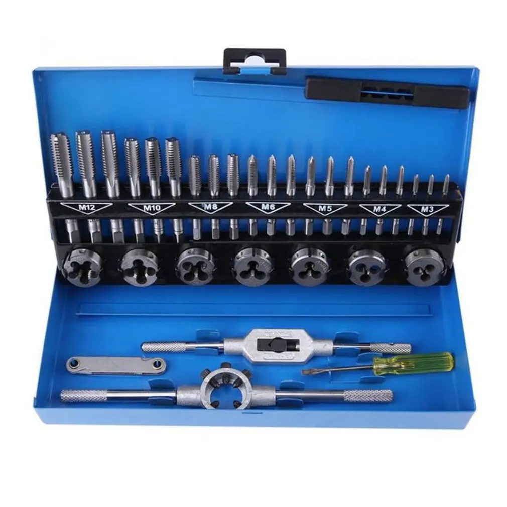 32 Pcs Metric Hand Tap Set Screw Thread Plugs Straight Taper Reamer Tools Adjustable Taps Dies Wrench For Car Repairing Tool
32 Pcs Metric Hand Tap Set Screw Thread Plugs Straight Taper Reamer Tools Adjustable Taps Dies Wrench For Car Repairing Tool