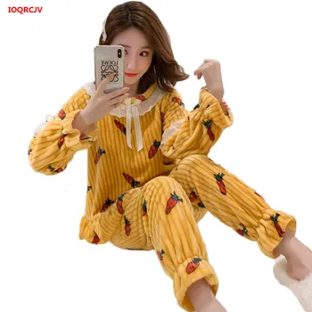2019 Women's Flannel Pajamas Winter Warm Coral Velvet Pajama Sets Sleepwear Girl Sweet Long Sleeved Pant Casual Home Suit W1701
2019 Women's Flannel Pajamas Winter Warm Coral Velvet Pajama Sets Sleepwear Girl Sweet Long Sleeved Pant Casual Home Suit W1701