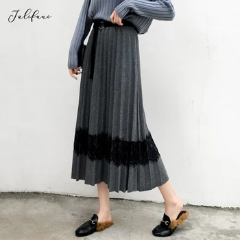 Autumn Women Elasticity High Waist Long Pleated Skirt Female Clothing Fashion Patchwork Sashes saias midi para as mulheres 2019
Autumn Women Elasticity High Waist Long Pleated Skirt Female Clothing Fashion Patchwork Sashes saias midi para as mulheres 2019