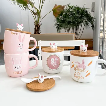 2020 Creative Cute Rabbit Ceramic Cup Large Capacity Wooden Lid with Spoon Espresso Cups Girl Portable Breakfast Milk Cup
2020 Creative Cute Rabbit Ceramic Cup Large Capacity Wooden Lid with Spoon Espresso Cups Girl Portable Breakfast Milk Cup