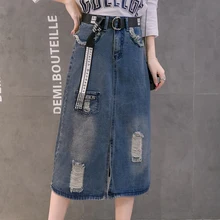 Ladies Elegant Classic Denim Skirt with Pockets Women Spring Casual Hole Split Mid-length Skirts New Female All-match Streetwear
Ladies Elegant Classic Denim Skirt with Pockets Women Spring Casual Hole Split Mid-length Skirts New Female All-match Streetwear