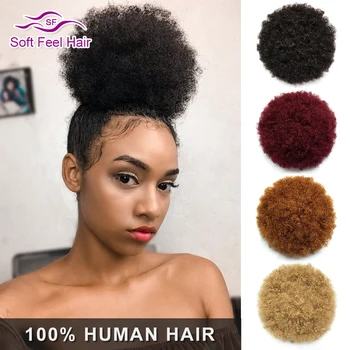 Afro Puff Ponytail Human Hair Bun Kinky Curly Drawstring Ponytail Ombre Brazilian Clip In Hair Extensions Soft Feel Hair Chignon
Afro Puff Ponytail Human Hair Bun Kinky Curly Drawstring Ponytail Ombre Brazilian Clip In Hair Extensions Soft Feel Hair Chignon