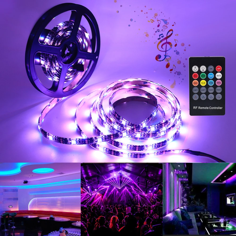 5V RGB LED Strip Light 5050 Music Sync Remote Control USB Powered RGB Light 30LED/60LED Flexible Led Tape Light Strip Black PCB
5V RGB LED Strip Light 5050 Music Sync Remote Control USB Powered RGB Light 30LED/60LED Flexible Led Tape Light Strip Black PCB