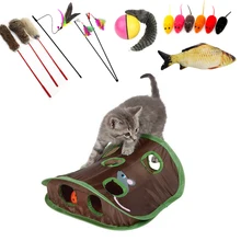Gato do animal de estimação ratos jogo inteligência brinquedo bell tenda com 9 buracos gatos jogando túnel dobrável caça ao rato brinquedos mantém gatinho ativo gato(China)