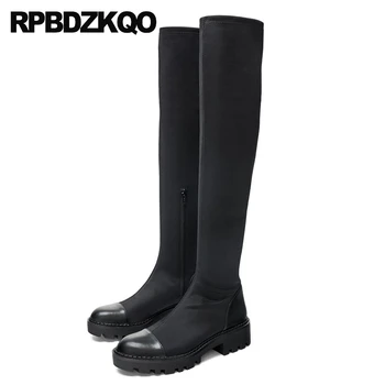 flatform women stretch side zip boots over the knee long creepers black tall slim chunky shoes platform casual sexy block muffin 
flatform women stretch side zip boots over the knee long creepers black tall slim chunky shoes platform casual sexy block muffin