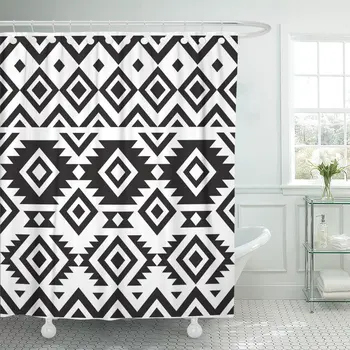 Pattern Black and White Geometry Tribal Aztec Geometric Ethnic Shower Curtains Waterproof Polyester Fabric 60 x 72 inches Set wi
Pattern Black and White Geometry Tribal Aztec Geometric Ethnic Shower Curtains Waterproof Polyester Fabric 60 x 72 inches Set wi