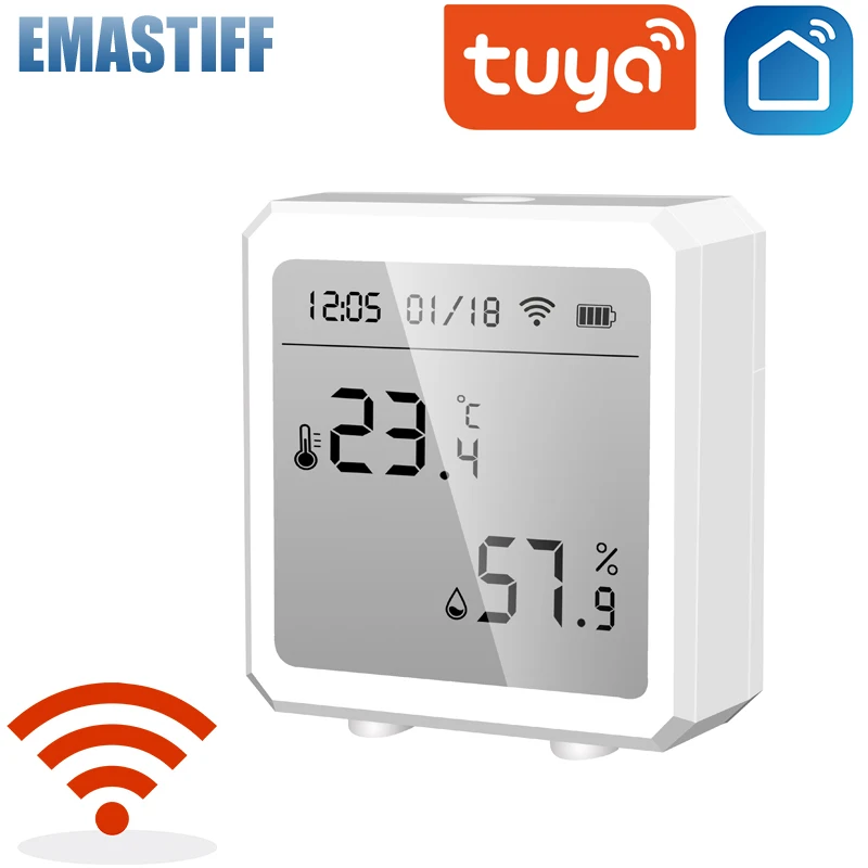 Фото Умный Wi-Fi датчик температуры и влажности Tuya комнатный гигрометр термометр с