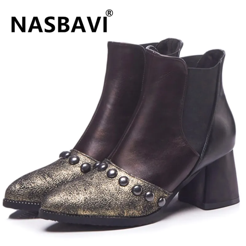 New Women Ankle Boots Elastic Band pointed toe Square Heels Shoes fashion Rivets Boots Autumn Winter Women Footwear Size 32-44 
New Women Ankle Boots Elastic Band pointed toe Square Heels Shoes fashion Rivets Boots Autumn Winter Women Footwear Size 32-44