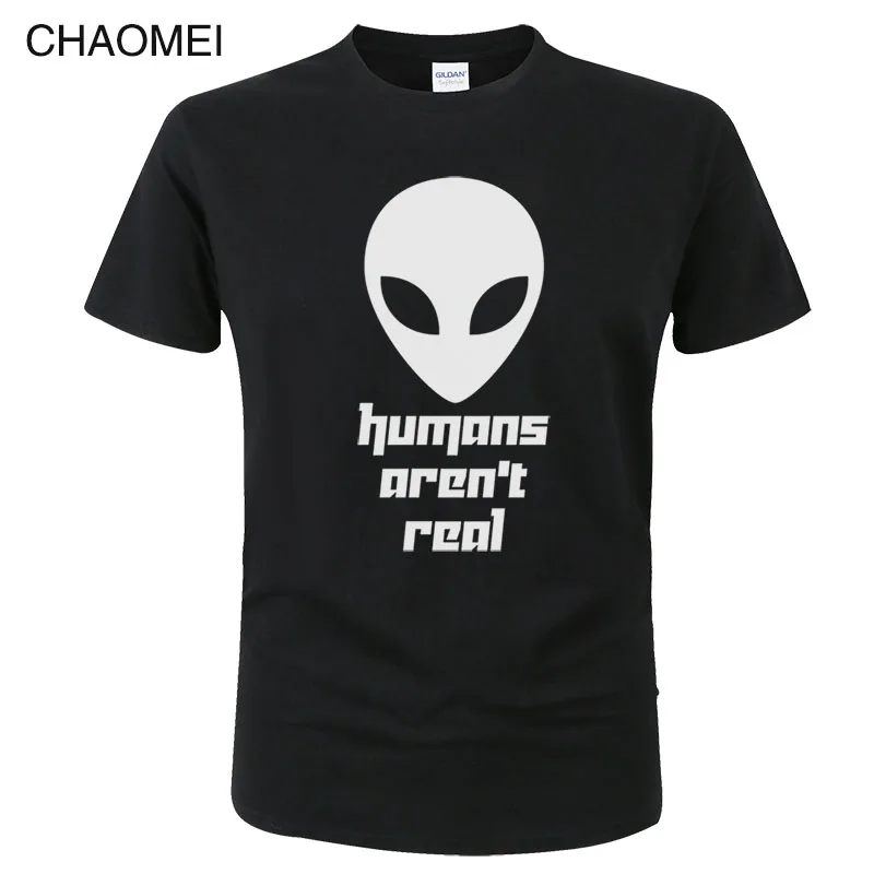 Alien - humans Are't real Футболка мужская летняя хлопковая футболка с коротким рукавом и