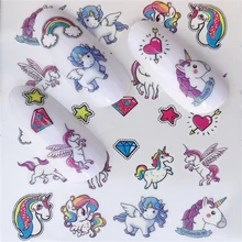 Licorne fleur série Nail Art transfert d'eau autocollants enveloppes complètes cerf/lavande ongles conseils bricolage(China)