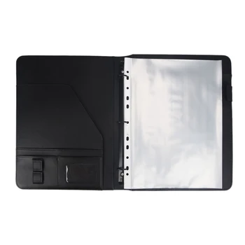 

A4 Vegetarian Leather 3 Ring Portfolio Binder Business Binder Padfolio with Notebook Pad for Interview & Business