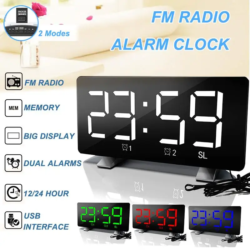 Digital Alarm Clock FM Radio US LED Clock Multifunction Snooze Display Time Night LED Light Table Desktop Dual Alarms Setting
Digital Alarm Clock FM Radio US LED Clock Multifunction Snooze Display Time Night LED Light Table Desktop Dual Alarms Setting