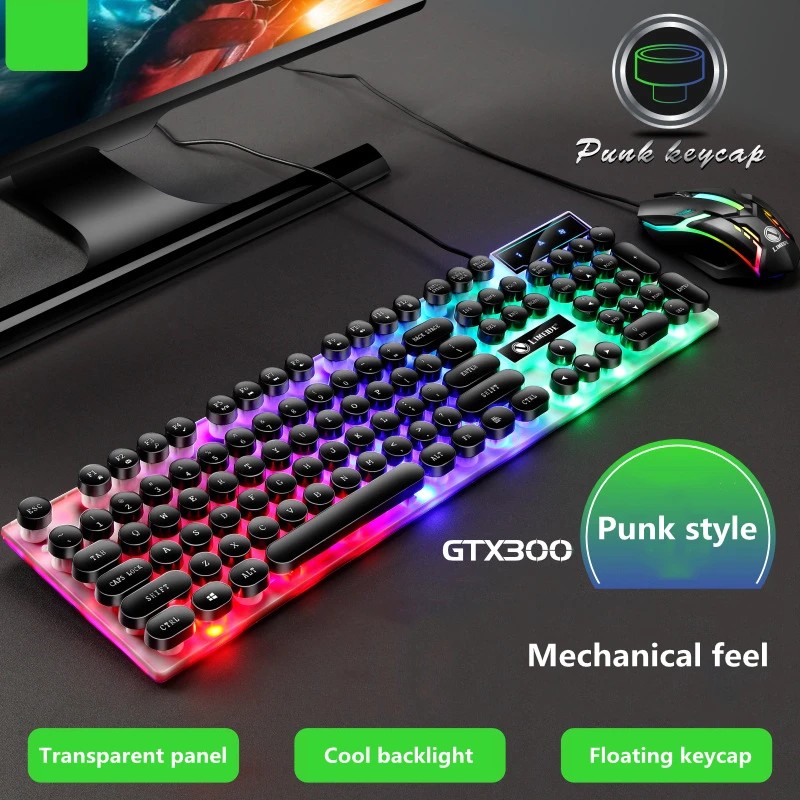 New GTX300 punk wired keyboard and mouse set USB interface LED backlight gaming keyboard 3D mouse suitable for desktop laptops
New GTX300 punk wired keyboard and mouse set USB interface LED backlight gaming keyboard 3D mouse suitable for desktop laptops