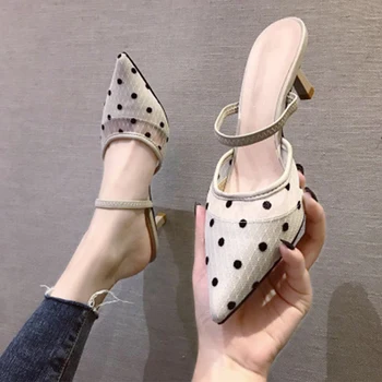 Elegant Ladies Mules Woman Slippers Polka Dot Pumps Women Thin High Heels Female Pointed Toe Casual Shoes Women's Summer Slides
Elegant Ladies Mules Woman Slippers Polka Dot Pumps Women Thin High Heels Female Pointed Toe Casual Shoes Women's Summer Slides
