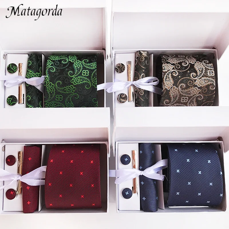 Luxury 6pcs/set 100% Silk Ties Men's Necktie Necktie Set Plaid Stripe Neck Tie Hanky Cufflinks Tie Clip Suits Gift Box Gravata
Luxury 6pcs/set 100% Silk Ties Men's Necktie Necktie Set Plaid Stripe Neck Tie Hanky Cufflinks Tie Clip Suits Gift Box Gravata