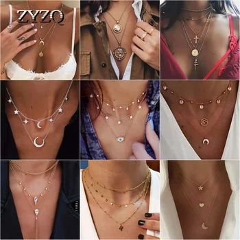 ZYZQ Bohemian Style Pendant Necklace For Women Metal Multi-Layer Long Personality Cross Clavicle Chain Trend Hip-Hop Jewelry
ZYZQ Bohemian Style Pendant Necklace For Women Metal Multi-Layer Long Personality Cross Clavicle Chain Trend Hip-Hop Jewelry