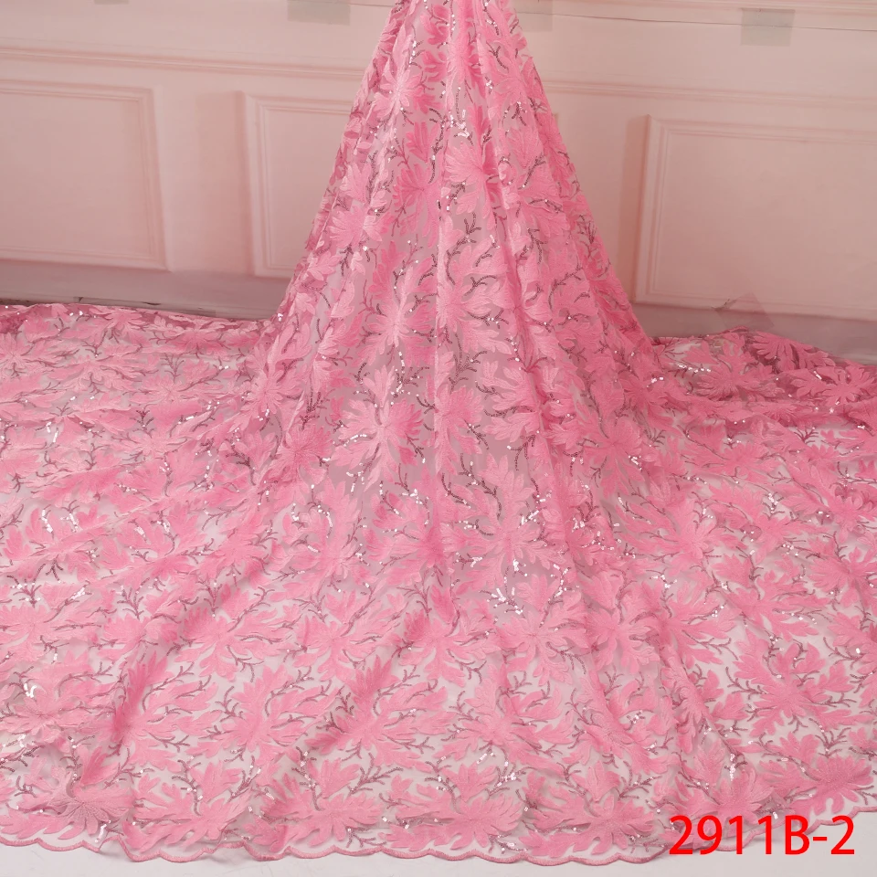 Розовый цвет нигерийские бархатные кружевные ткани африканские с блестками