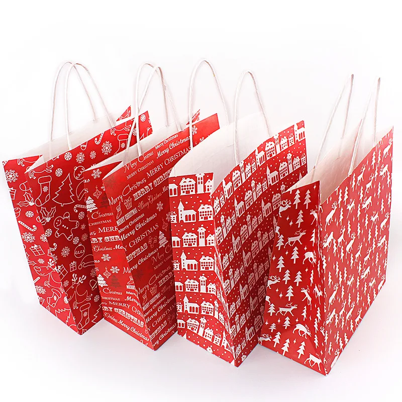 merry christmas kraft paper bag santa claus gift bags candy bag