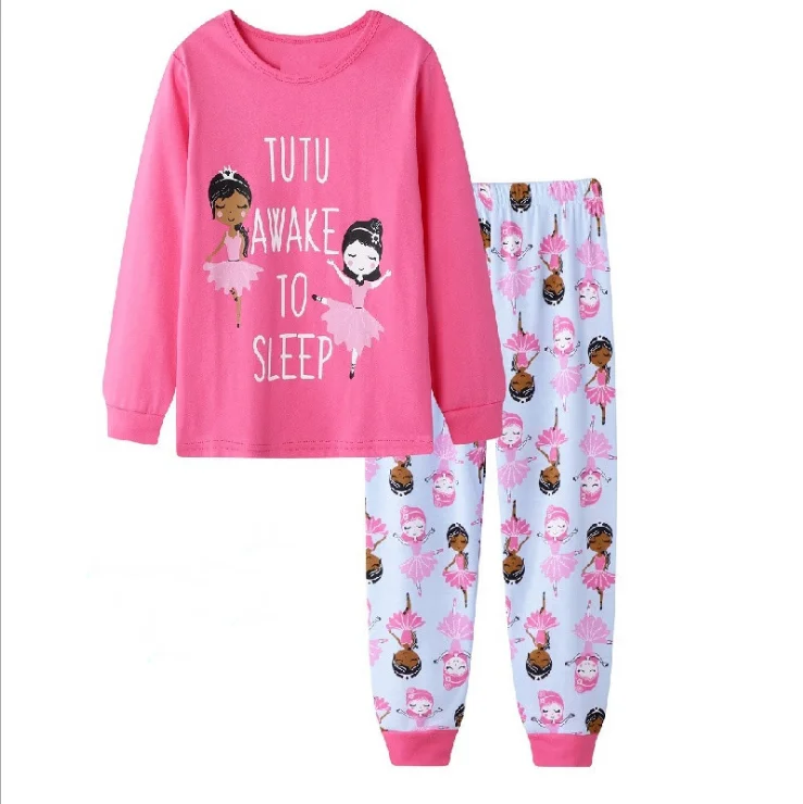 100% хлопковые пижамы для малышей балетная детской одежды девочек одежда сна дома