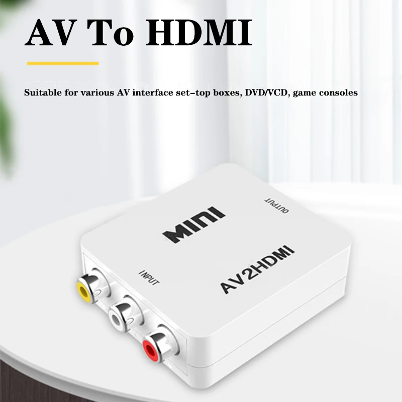 Av/Rca Cvbs Naar Hdmi-Compatibel 1080P Video Converter Mini AV2HDMI Adapter Converter Box Voor Hdtv Projector set Top Box Dvd
Av/Rca Cvbs Naar Hdmi-Compatibel 1080P Video Converter Mini AV2HDMI Adapter Converter Box Voor Hdtv Projector set Top Box Dvd