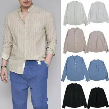 High Quality Men Shirts Casual Stripe Stitching Long Sleeve Button Slim Cotton Shirt Male Casual Social Tops Men Leisure Shirt 
High Quality Men Shirts Casual Stripe Stitching Long Sleeve Button Slim Cotton Shirt Male Casual Social Tops Men Leisure Shirt