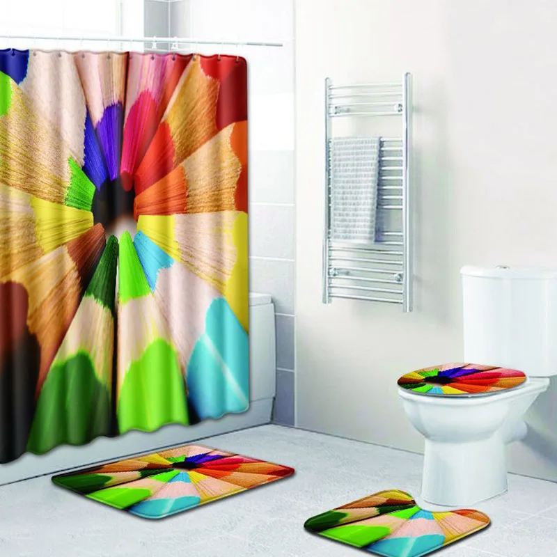 Colorful Pencil Print Shower Curtain Waterproof Polyester Floormat Carpet Pedestal Rug Lid Toilet Cover Anti-slip Bath Mat Home
Colorful Pencil Print Shower Curtain Waterproof Polyester Floormat Carpet Pedestal Rug Lid Toilet Cover Anti-slip Bath Mat Home