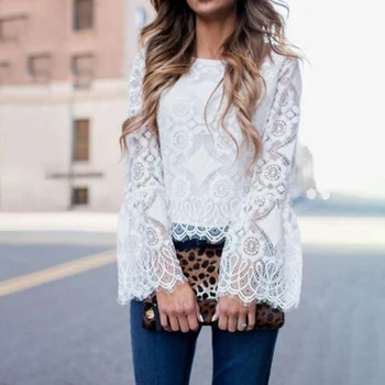 Fashion Women Lace Crochet Blouse ZANZEA Spring Long Flare Sleeve White Tops Elegant Party Blusas Femininas Shirts Chemise Mujer
Fashion Women Lace Crochet Blouse ZANZEA Spring Long Flare Sleeve White Tops Elegant Party Blusas Femininas Shirts Chemise Mujer