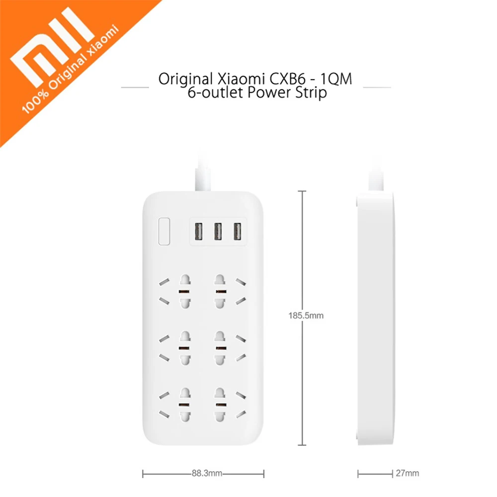 

Hot Original Xiaomi Smart Home Plug CXB6 - 1QM Charging Power Strip 2A Fast Charging 6 Outlet with 3 USB Output Extension Socket