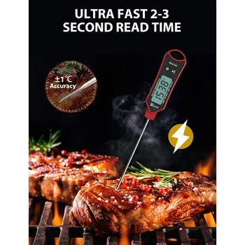 Instantly Read Waterproof and Fast Meat Thermometer with Hold and Calibration Function Digital Food Thermometer for Kitchen, Out
Instantly Read Waterproof and Fast Meat Thermometer with Hold and Calibration Function Digital Food Thermometer for Kitchen, Out