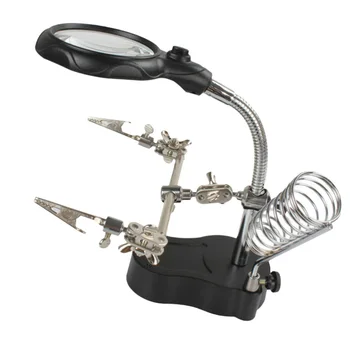 Vertical Magnifying Glass Desktop 12 Times LED Light Magnifier Multifunctional Repair Magnifier for Daily Use without Battery