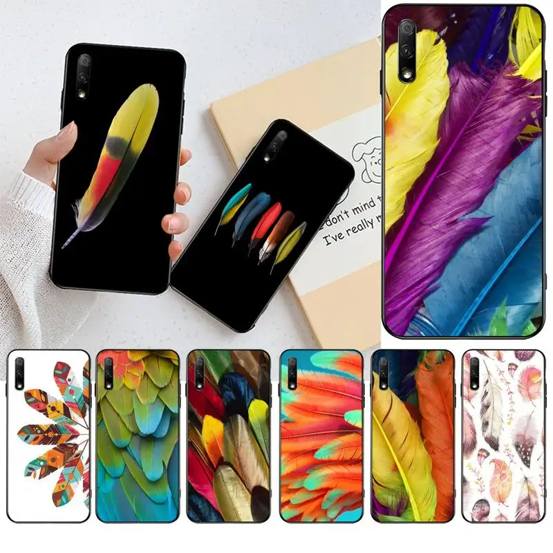 Чехол для телефона PENGHUWAN из ТПУ с разноцветными перьями чехол Huawei Honor 30 20 10 9 8 8x 8c v30