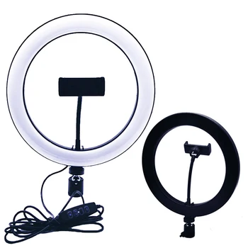 LED Selfie Ring Light Dimmable Desktop Photographic Lighting With Metal Gimbal Mobile Phone Hose Clamp