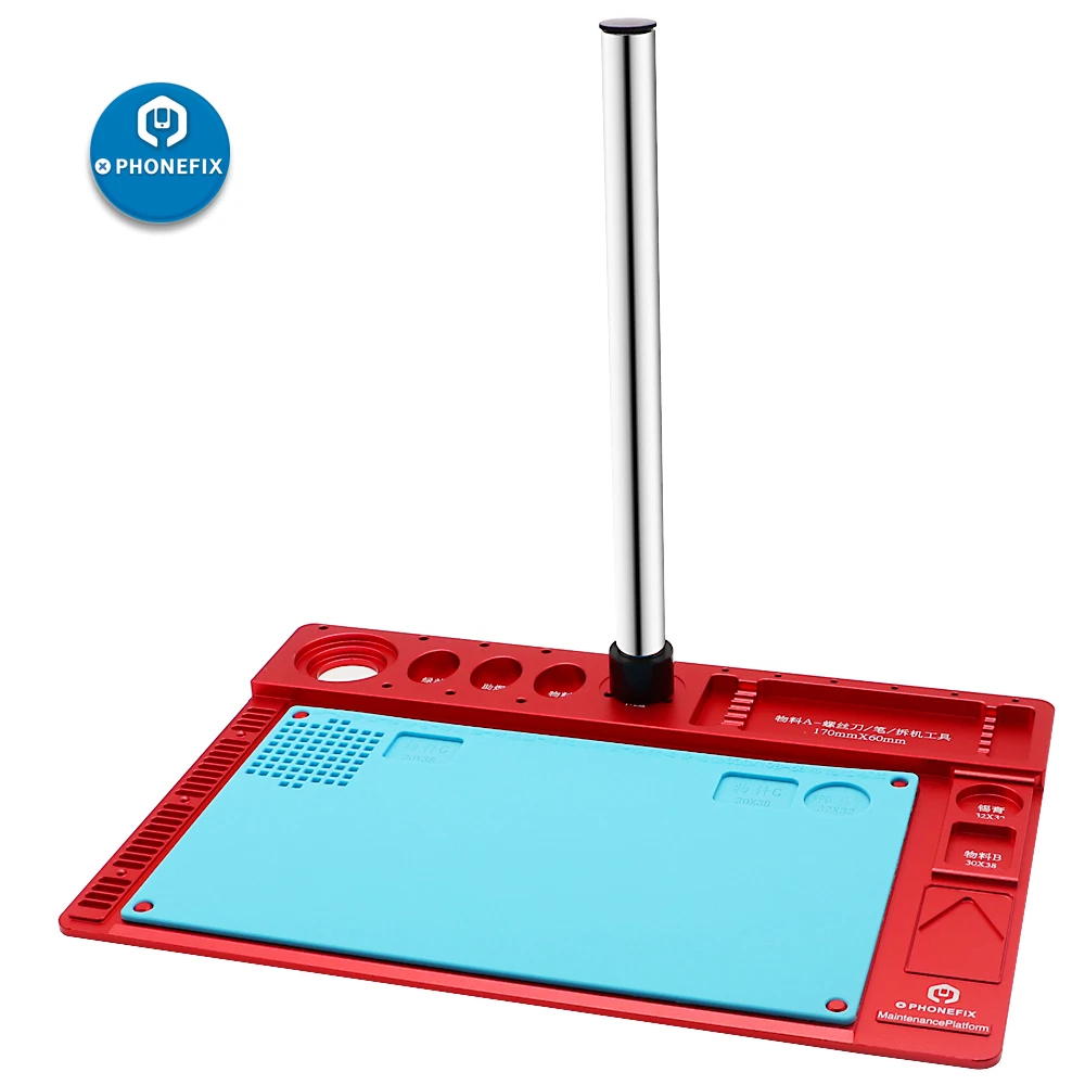 PHONEFIX Aluminum Alloy Mat Microscope Maintenance Platform Metal Stand Base with Bracket Microscope Pad Phone Soldering Repair
PHONEFIX Aluminum Alloy Mat Microscope Maintenance Platform Metal Stand Base with Bracket Microscope Pad Phone Soldering Repair