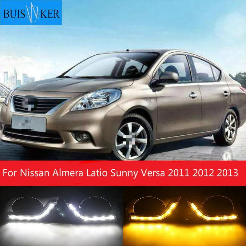 

2pcs For Nissan Almera Latio Sunny Versa 2011 2012 2013 DRL Daytime Running Lights Daylight Fog Head Lamp