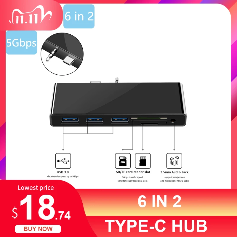 USB 3.1 Type-C Hub To HDMI Adapter 4K Thunderbolt 3 USB C Hub with USB 3.0 TF 3.5mm Audio SD Reader Slot PD for MacBook Pro Air
USB 3.1 Type-C Hub To HDMI Adapter 4K Thunderbolt 3 USB C Hub with USB 3.0 TF 3.5mm Audio SD Reader Slot PD for MacBook Pro Air