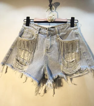 Do Old Jean Shorts Women Summer Wear New Style Industrial Tassels Beads Diamond Set Holes Denim Shorts Women's Hot Pants Jeans
Do Old Jean Shorts Women Summer Wear New Style Industrial Tassels Beads Diamond Set Holes Denim Shorts Women's Hot Pants Jeans