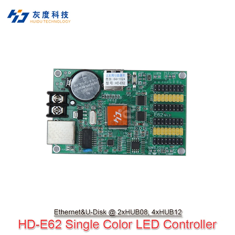 

Huidu HD-E62 HD-E63 HD-E64 HD-E66 Single Color U-disk And Ethernet Control Card Use For P10 F3.75 P4.75 Single Color LED Module