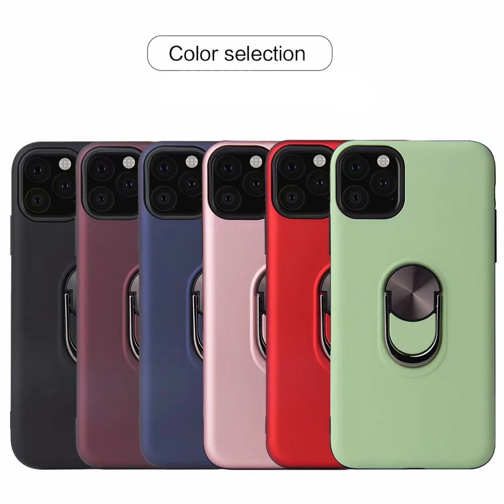 

Liquid Silicone For Apple iPhone 11 Case TPU+PC Gel Rubber Cover Coque For iPhone 6 7 8 Plus 11 Pro Max XR Finger Ring Holder