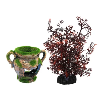 2 Pcs Aquarium Aquascaping Decor: 1 Pcs Artificial Plant Dark Brown & 1 Pcs Resin Vase with Moss
2 Pcs Aquarium Aquascaping Decor: 1 Pcs Artificial Plant Dark Brown & 1 Pcs Resin Vase with Moss